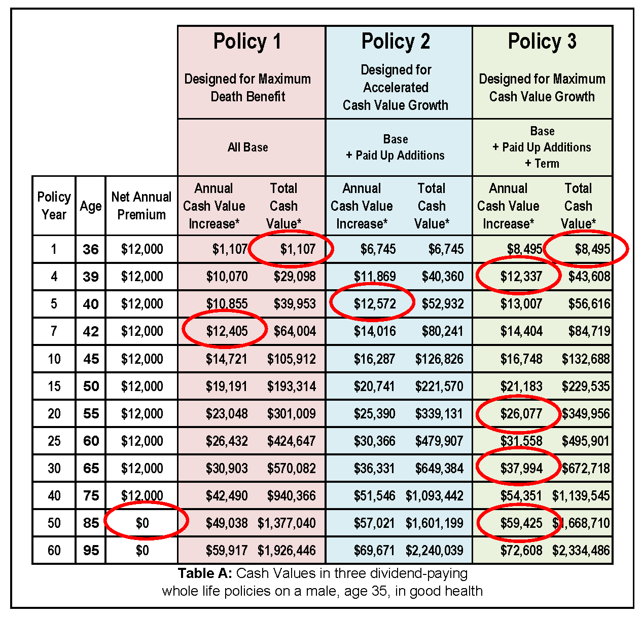 New York Life Cash Value Chart