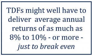 TDFs might well have to deliver average annual returns of as much as 8% to 10% - or more - just to break even