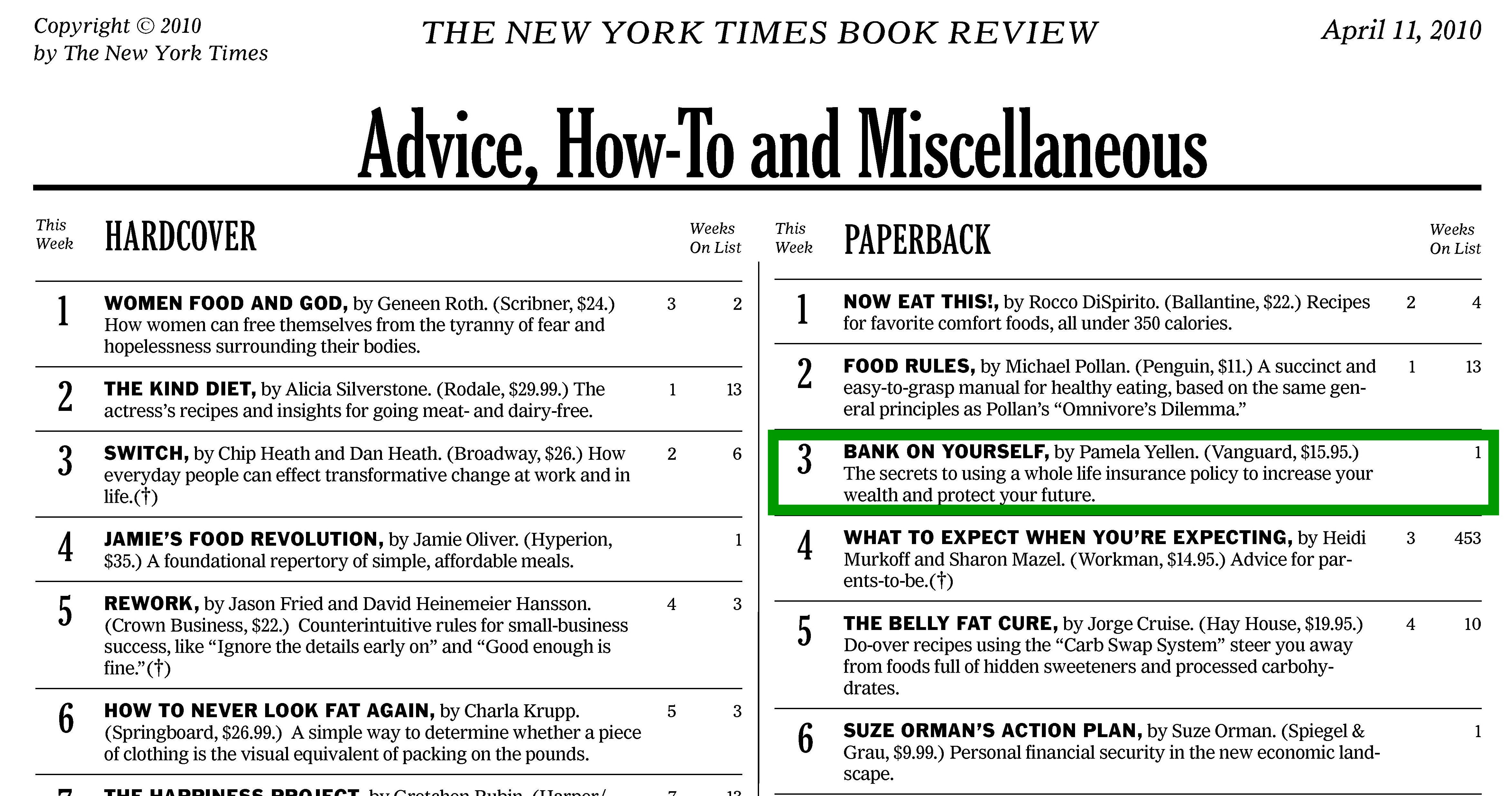 Bank On Yourself Book A New York Times Best Seller