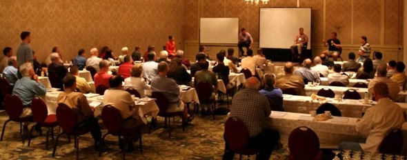 A room full of Professionals in a training session