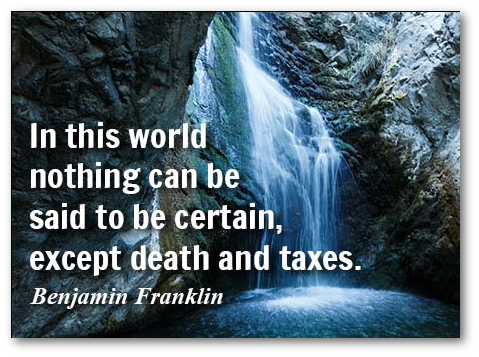 death and taxes quotation - franklin