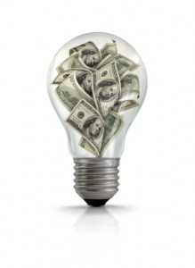 light bulb with money